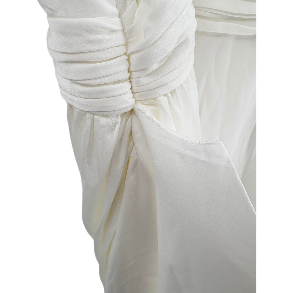 MAC DUGGAL Dress Size 14 White One Shoulder Mini NEW Satin Cocktail Dress - Picture 6 of 10